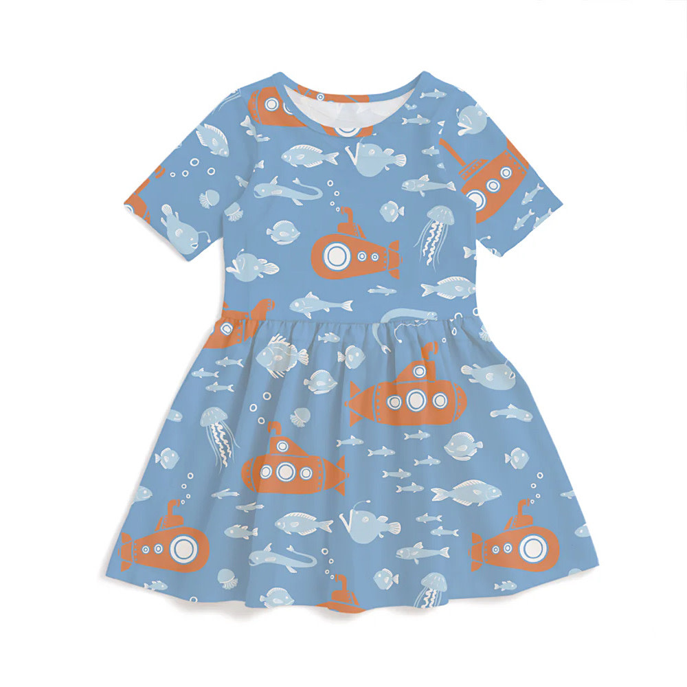Winter Water Factory Winter Water Factory Alberta Dress - Submarines Blue & Orange