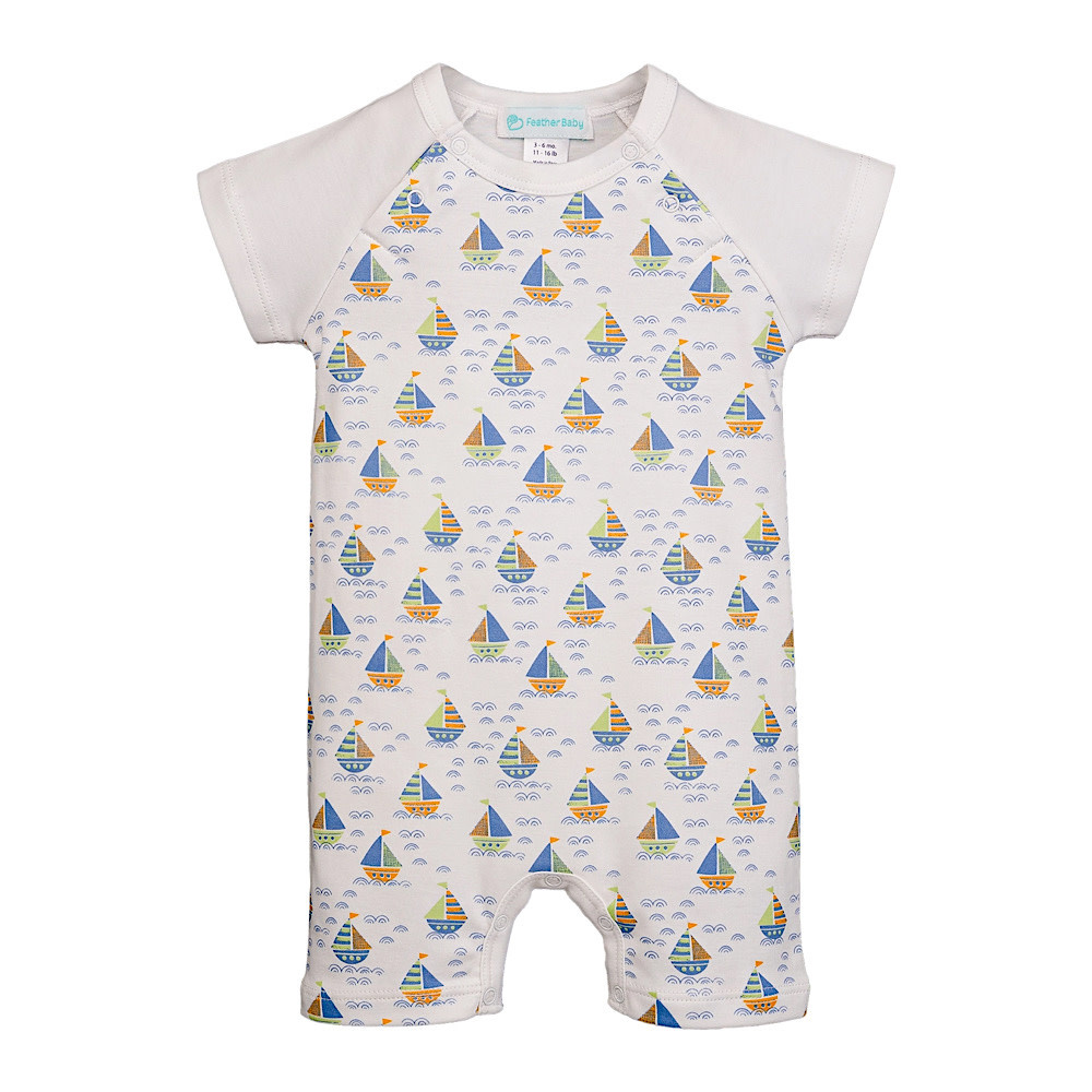 Feather Baby Sailor Romper - Sailing Sketchy Waters