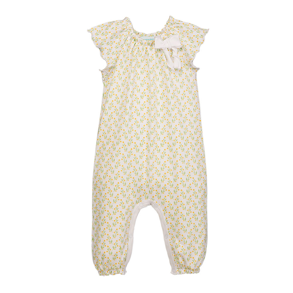 Feather Baby Bow Romper - Juniper