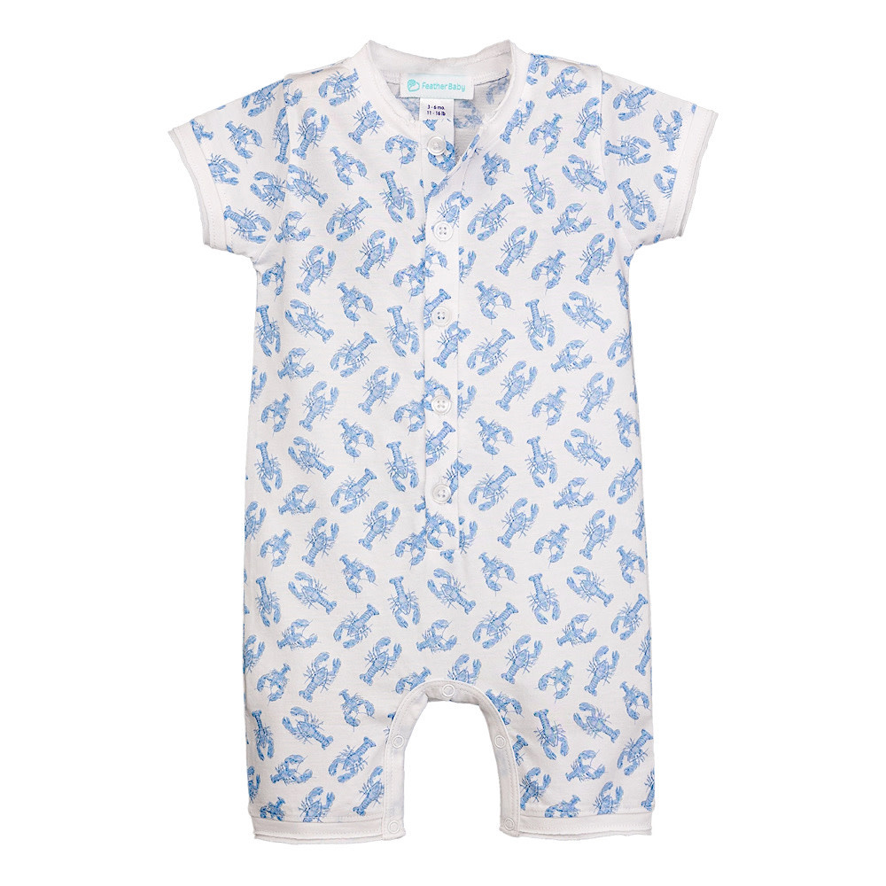 Feather Baby Henley Romper - Crustacean Craze