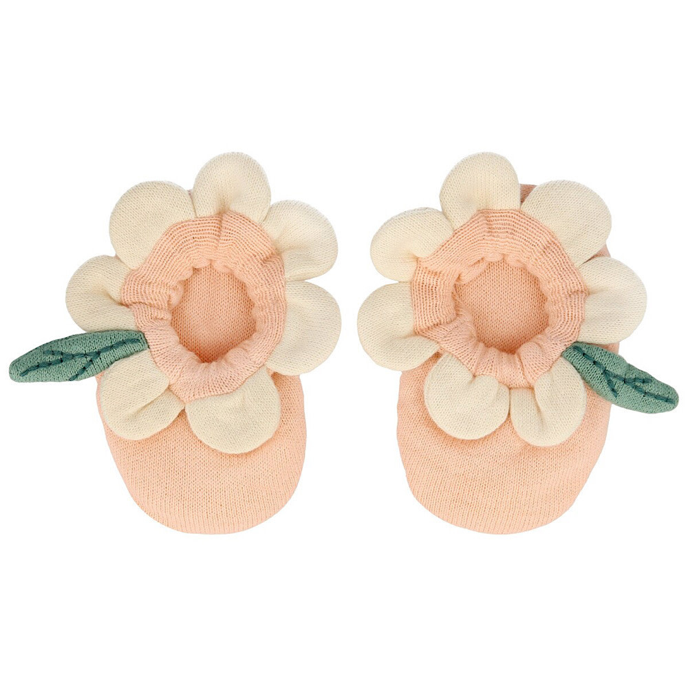 Meri Meri - Daisy Baby Booties - Peach 0-6M
