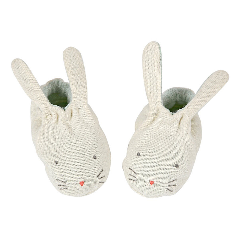 Meri Meri Meri Meri - Bunny Baby Booties - Mint 0-6M