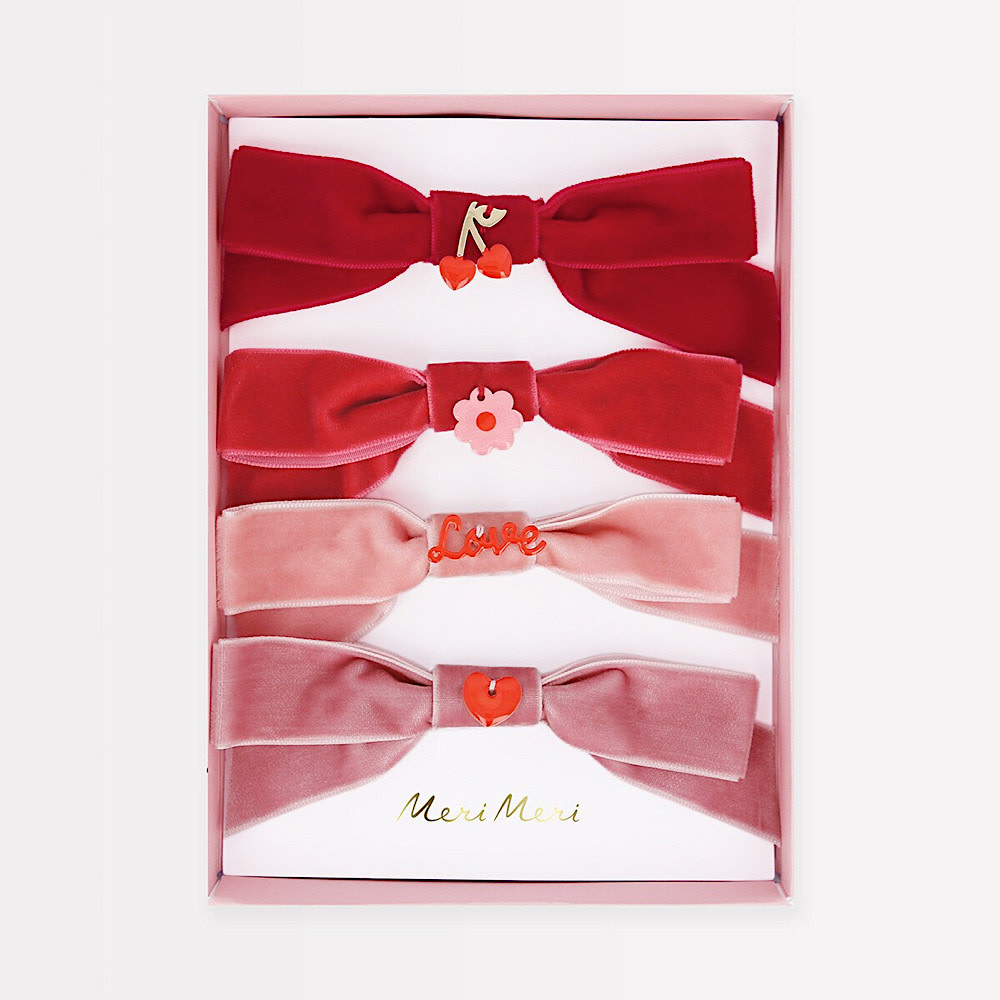 Meri Meri - Velvet Bow Hairclips with Charms
