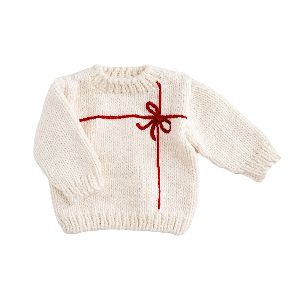 The Blueberry Hill Baby Present Sweater - Cream/Red