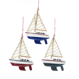 Kurt S Adler Wooden Yacht Ornament - Assorted