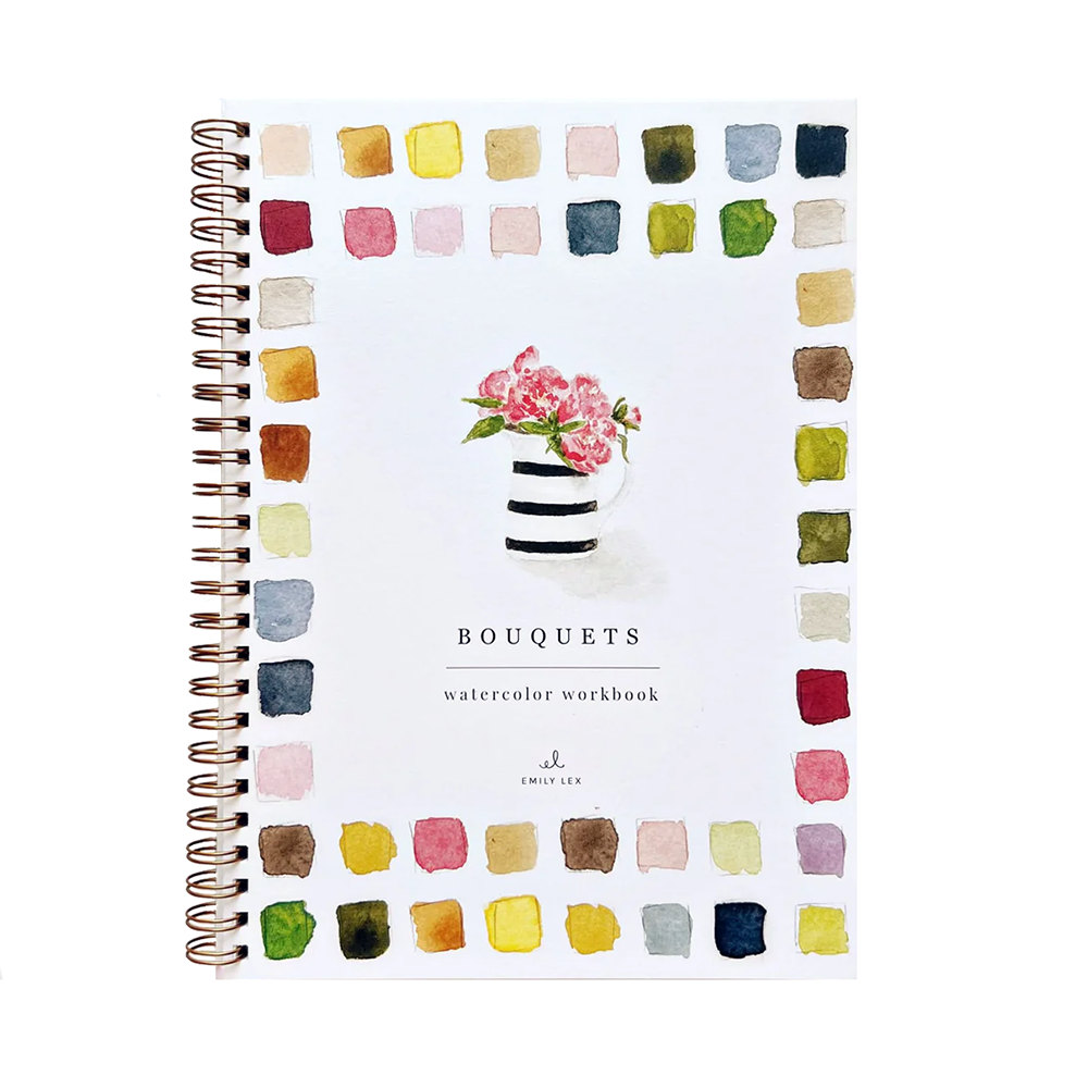 Cahier Aquarelle Débutant Emily Lex - 16 Pages Spirale, 12 Crayons Aquarelle, Guide De Peinture