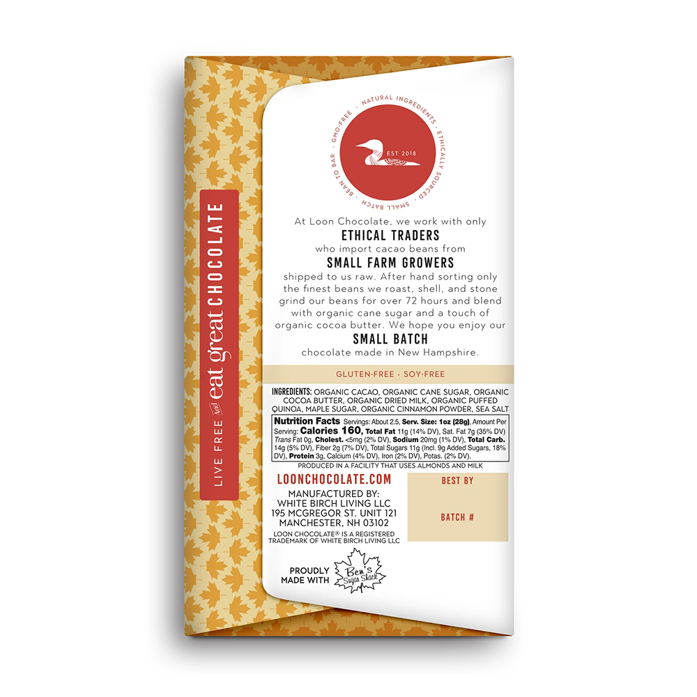 Loon Chocolate - Maple Crunch Milk Chocolate Bar