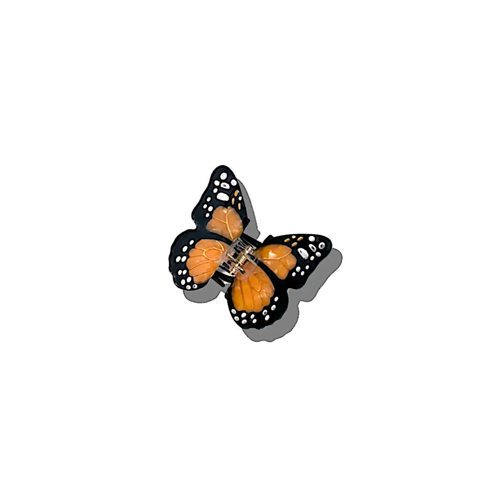 Solar Eclipse Mini Claw Hair Clip - Orange Monarch Butterfly