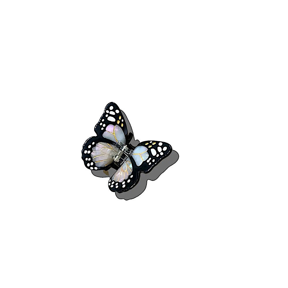 Mini Claw Hair Clip - White Monarch Butterfly