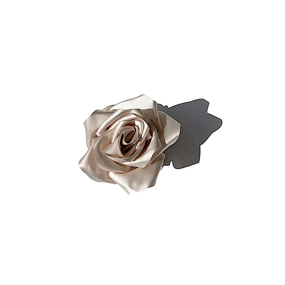 Solar Eclipse Satin Rose Claw Hair Clip - Cream