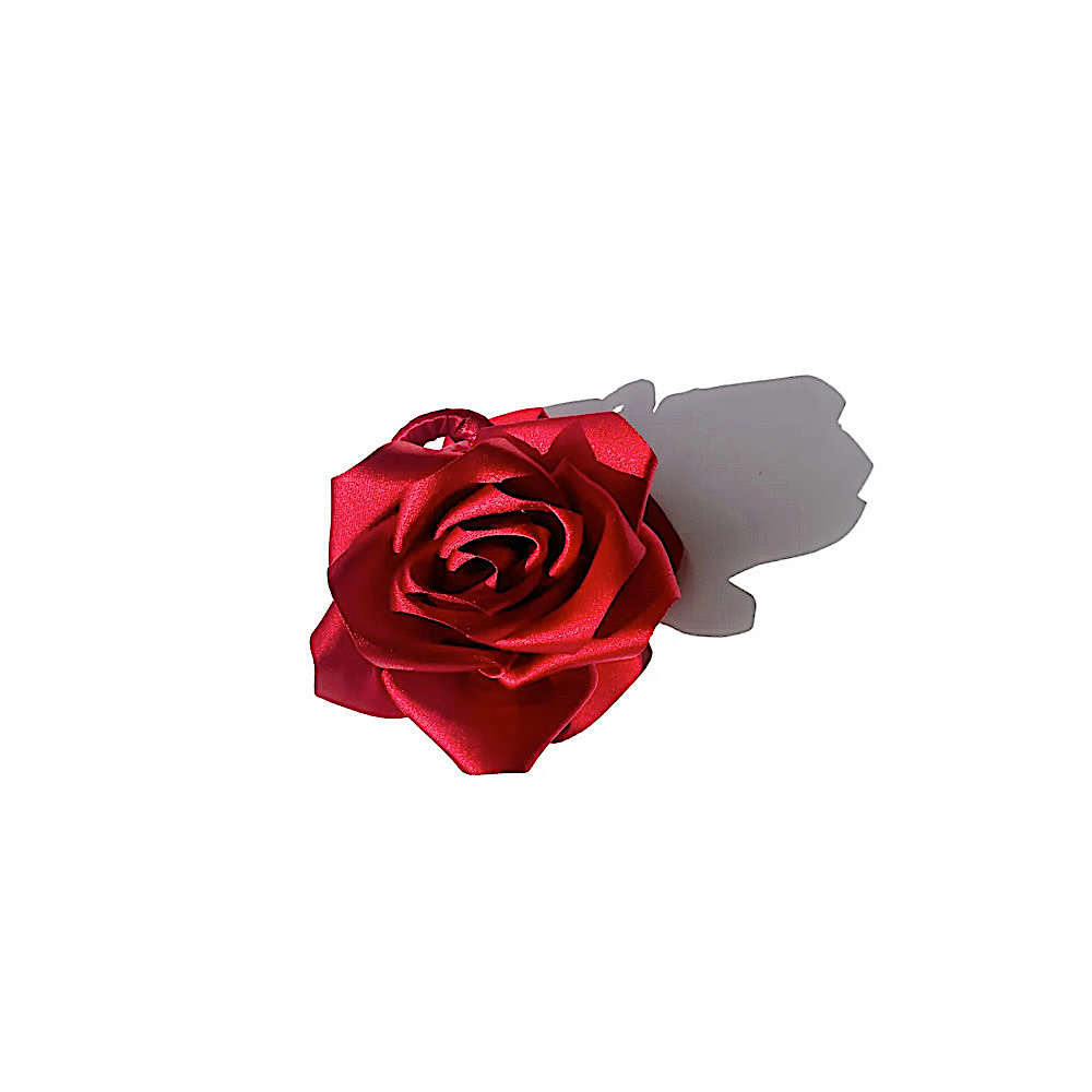 Solar Eclipse Satin Rose Claw Hair Clip - Red