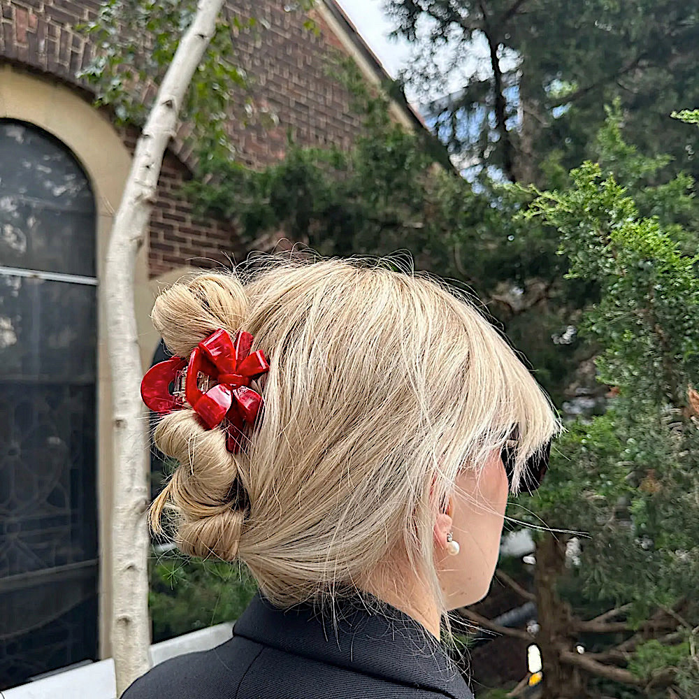 Bow Claw Hair Clip - Red