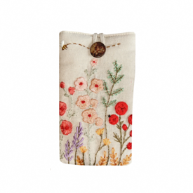 Quince Fables Quince Fables Embroidered Linen Glasses Case - Beige/Flower Garden