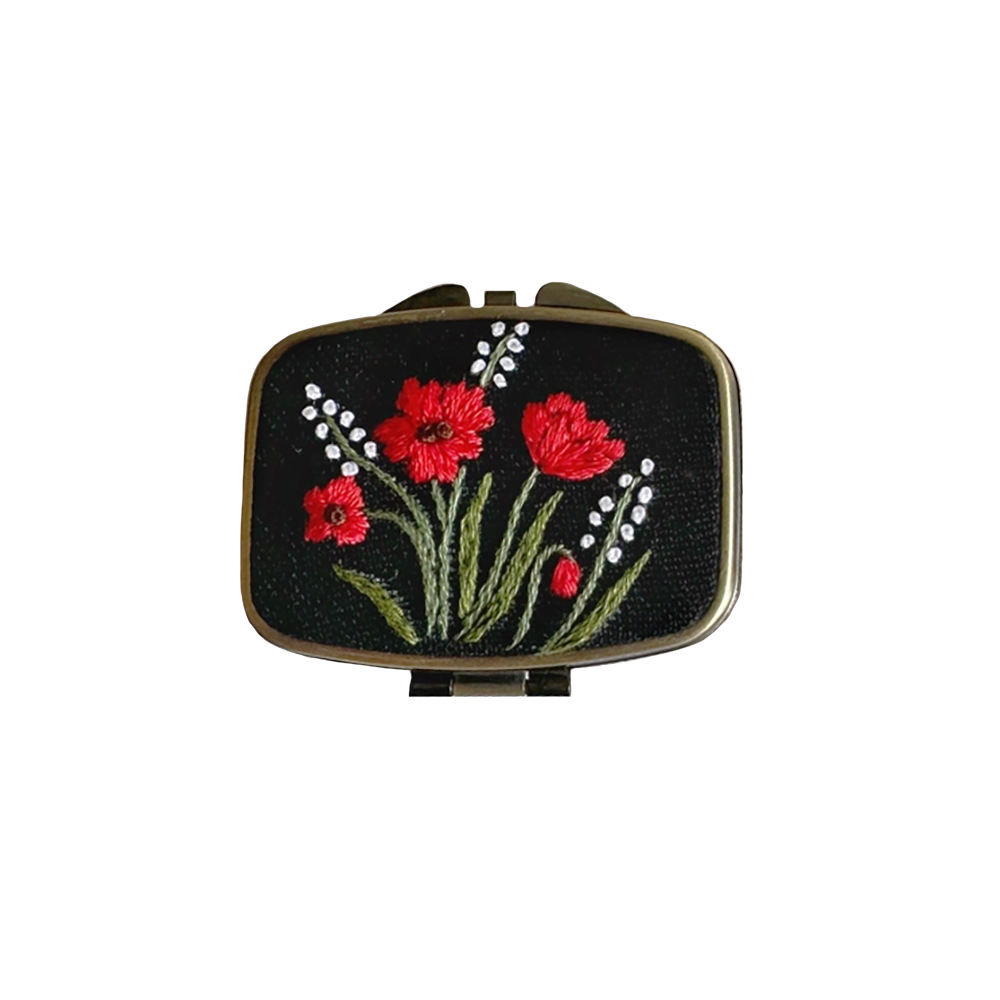 Quince Fables Quince Fables Embroidered Mini Jewelry Box - Red Poppy