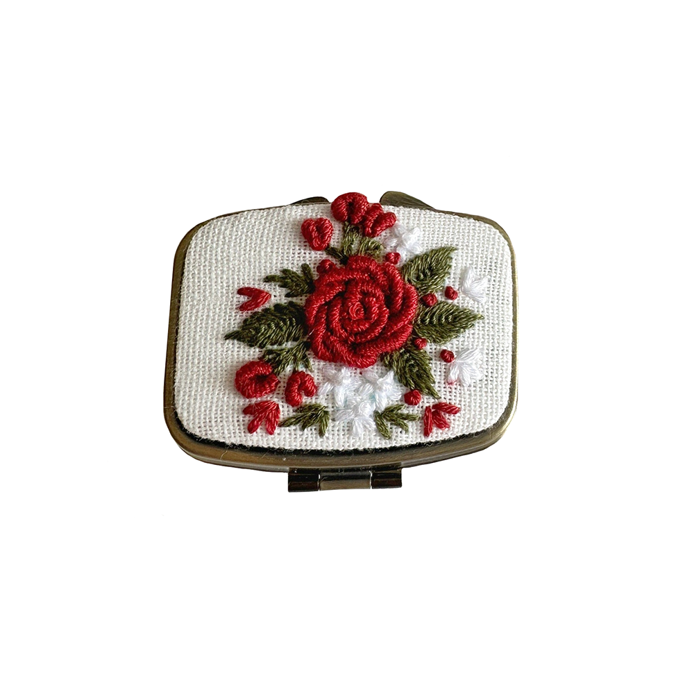 Quince Fables Quince Fables Embroidered Mini Jewelry Box - Red Rose