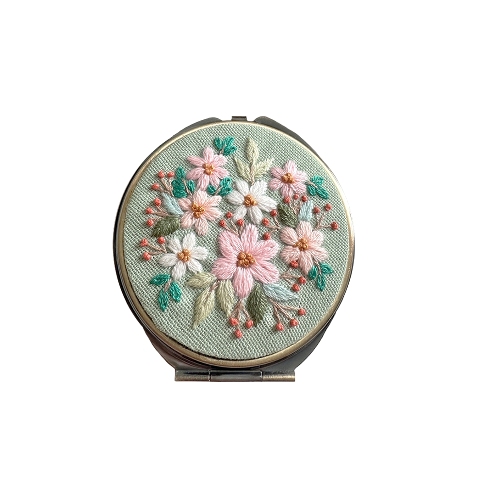Quince Fables Quince Fables Embroidered Round Jewelry Box - Full Flowers