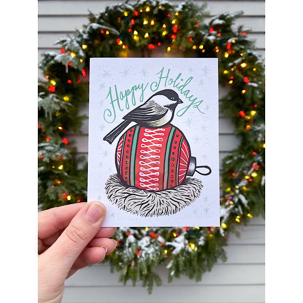 Daytrip Society - Happy Holidays Chickadee Ball Card