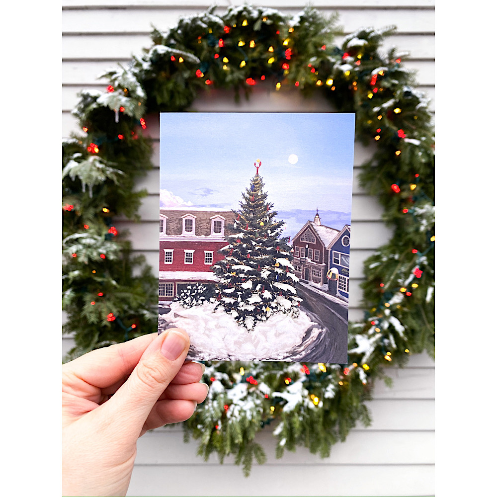 Daytrip Society - Happy Holidays Kennebunkport Tree Painting Card - Box Set of 8