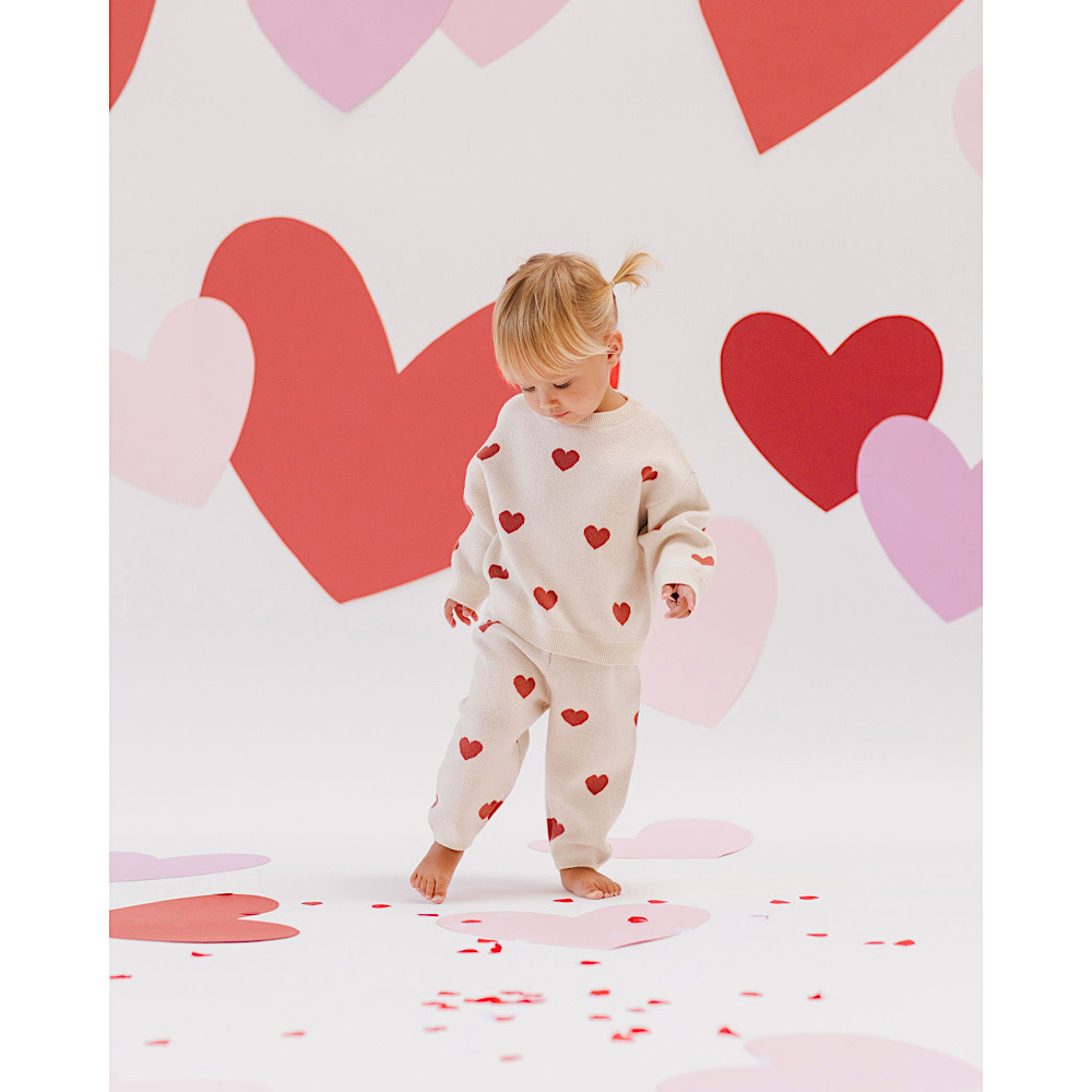 Quincy Mae Heart Knit Pants - Ivory