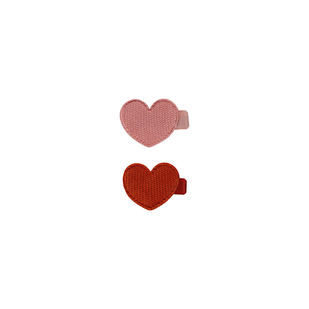 Quincy Mae Heart Clips - Set of 2 - Red/Lipstick