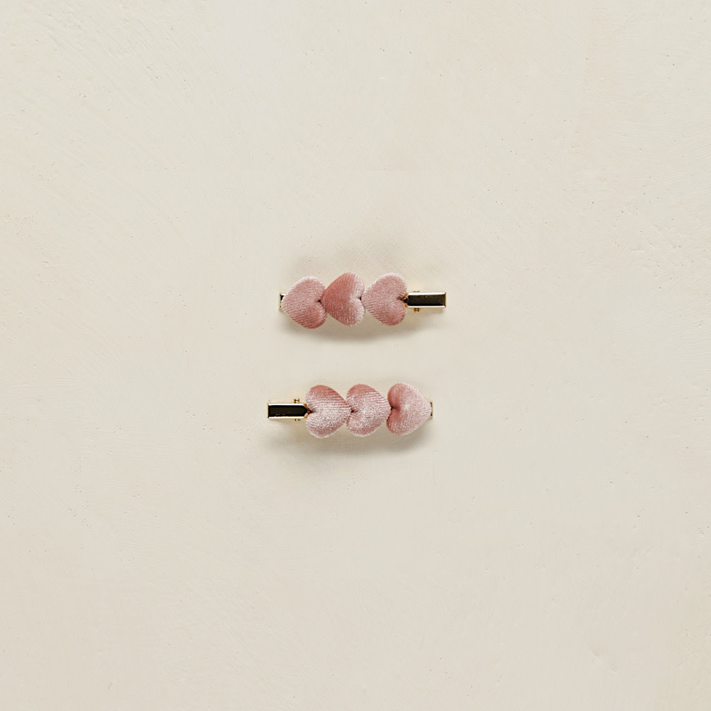 Noralee Noralee Velvet Heart Clips - Bubblegum