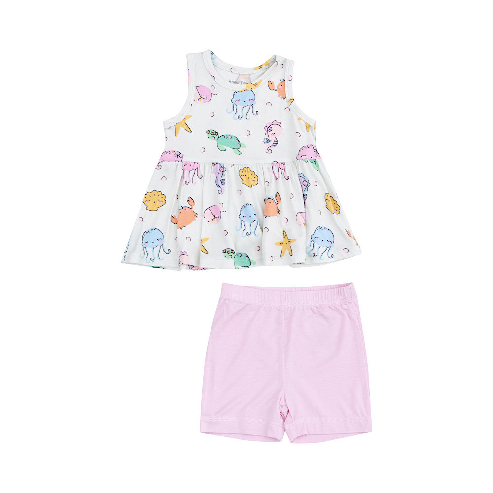 Angel Dear Peplum Tank Top & Biker Shorts - Cutie Sea Creatures