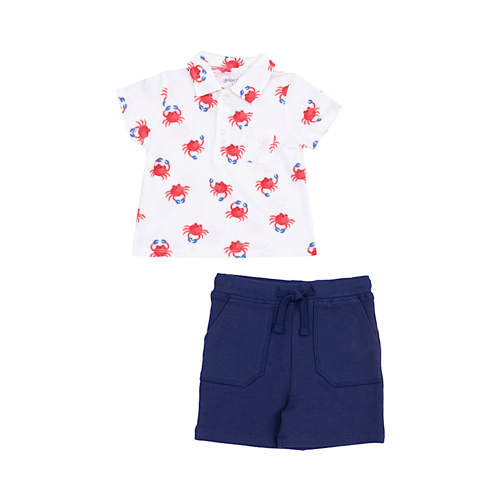Angel Dear Angel Dear Polo Shirt & French Terry Shorts - Crabby Cuties