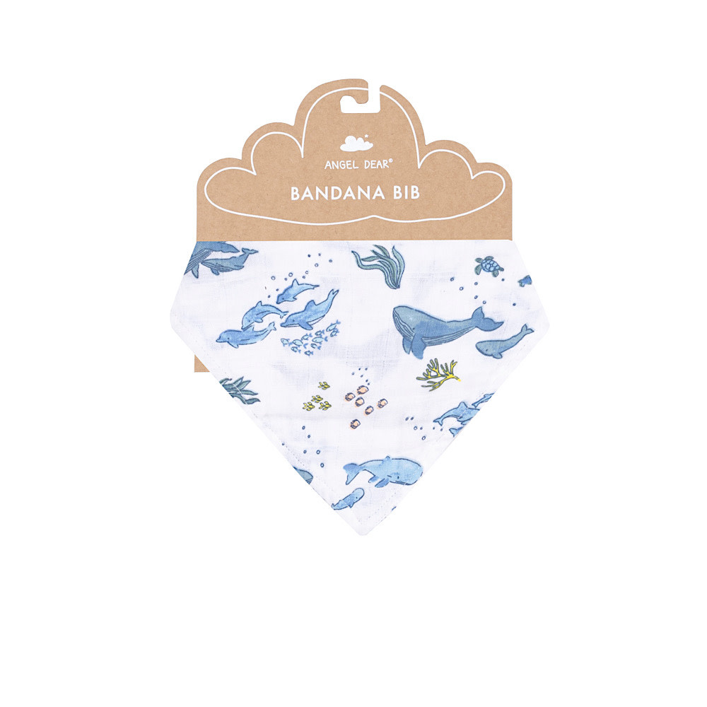 Angel Dear Angel Dear Bandana Bib - Watercolor Blue Whales