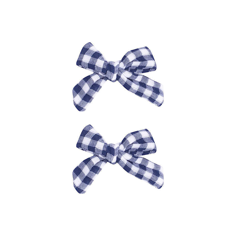 Angel Dear Hair Bow with Clip (2-Pack) - Navy Gingham