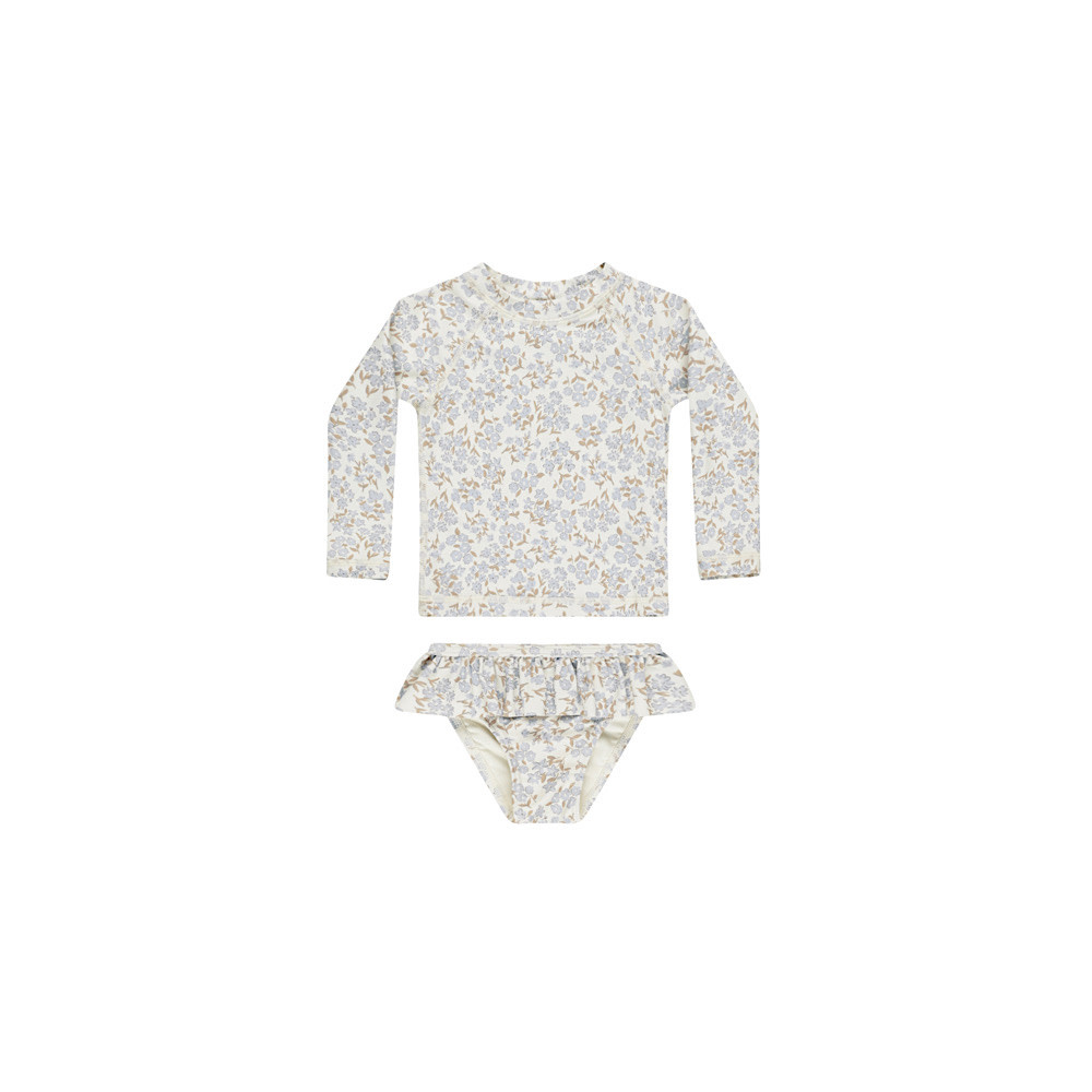 Rylee + Cru Rylee + Cru Swim Rashguard Girls Set - Blue Ditsy