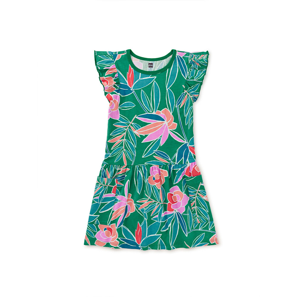 Tea Collection Tea Collection Flutter Sleeve Pocket Dress - Tropical Gardenias