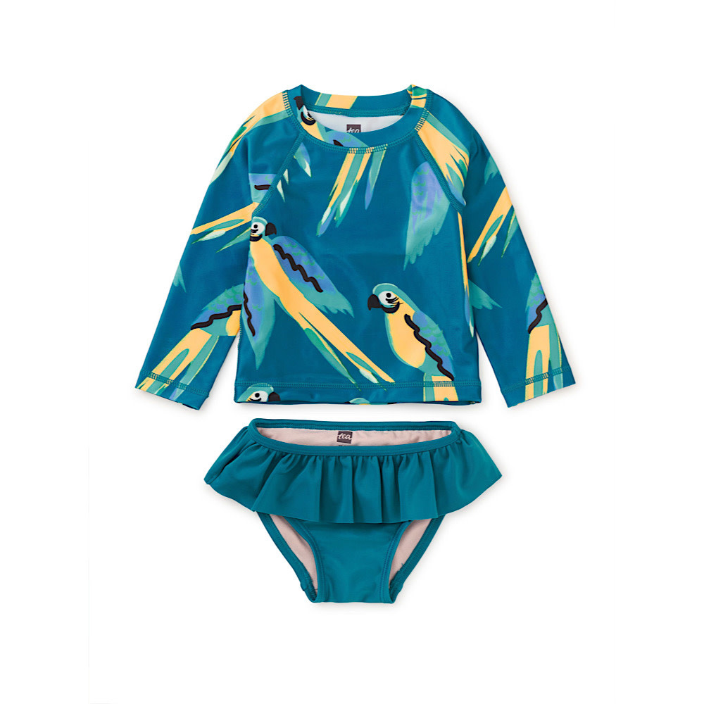 Tea Collection Tea Collection Rush Guard Baby Swim Set - Blue & Yellow Macaws