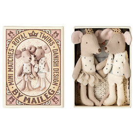 Maileg Maileg Little Sister & Brother Mice in Box - Royal Twins