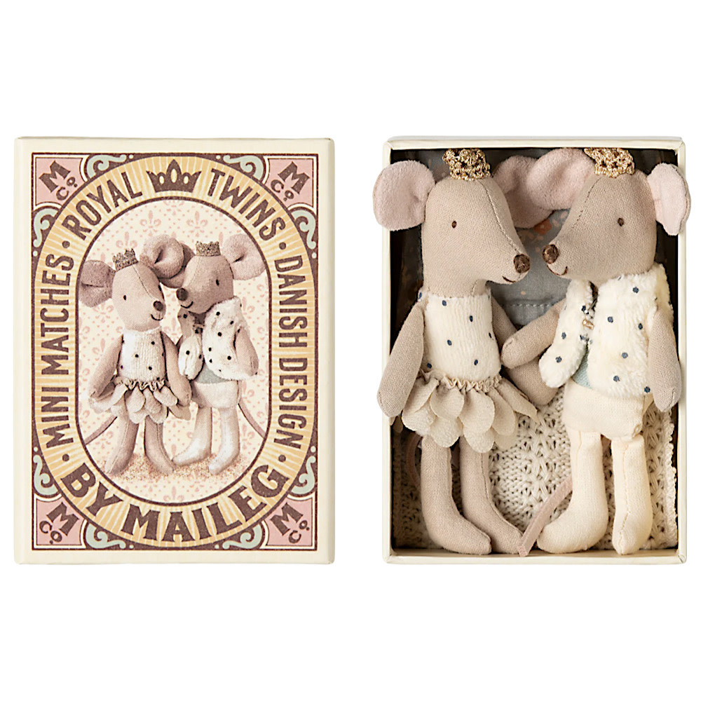 Maileg Little Sister & Brother Mice in Box - Royal Twins
