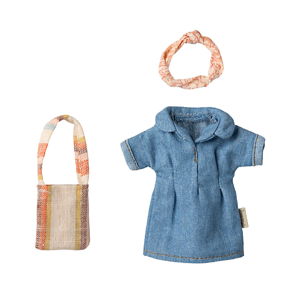 Maileg Maileg Mum Mouse - Clothes - Denim Dress and Bag