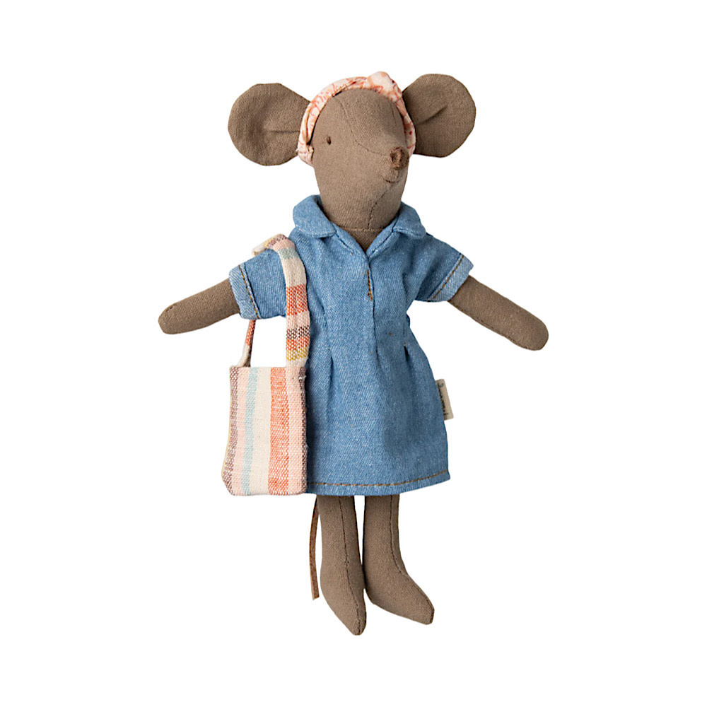 Maileg Mum Mouse - Clothes - Denim Dress and Bag