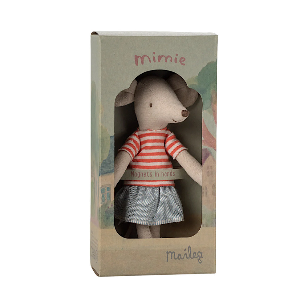 Maileg Big Sister Mouse Mimie - Red Stripe Shirt and Skirt in Box
