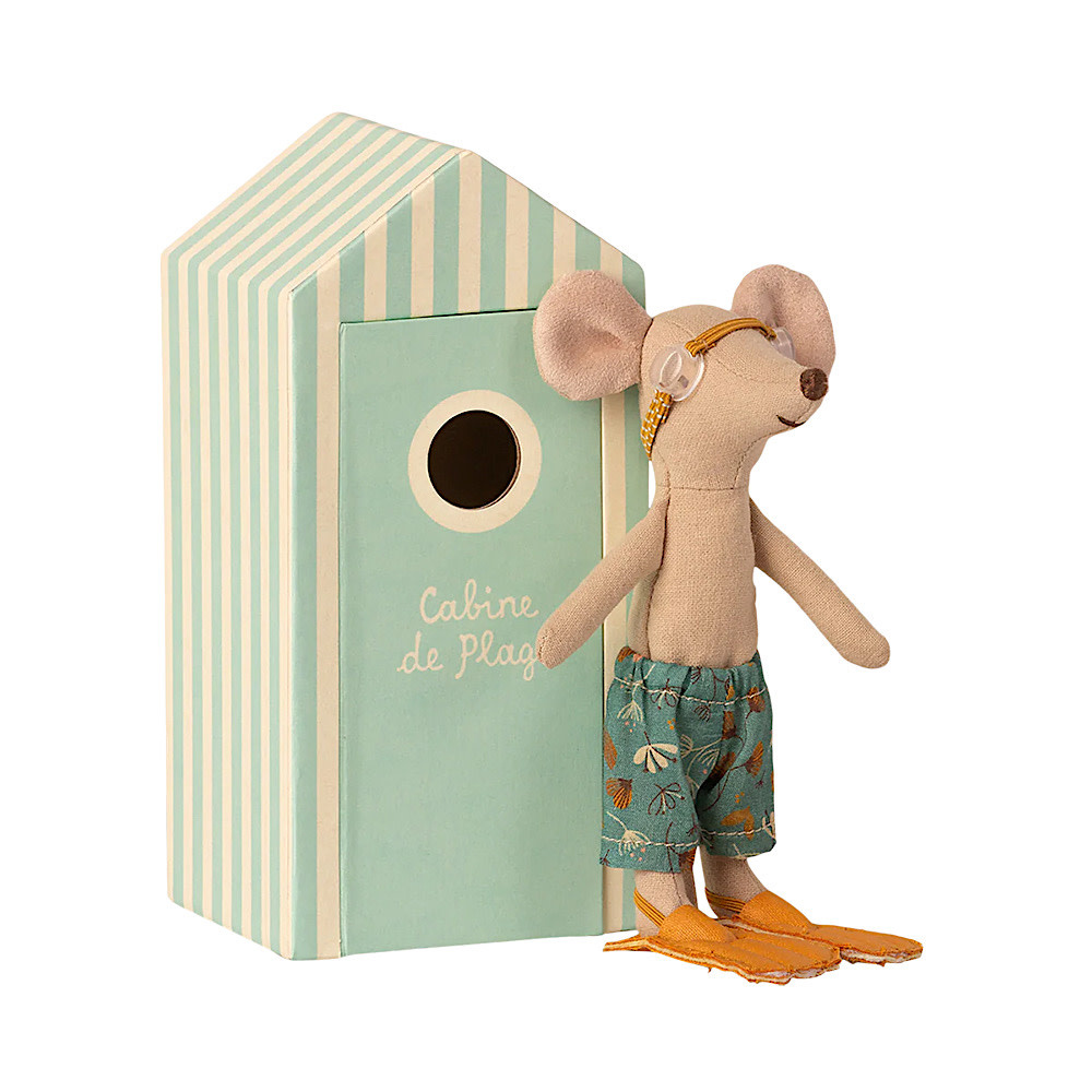 Maileg Maileg Big Brother Mouse - Beach Cabin de Plage - Mint