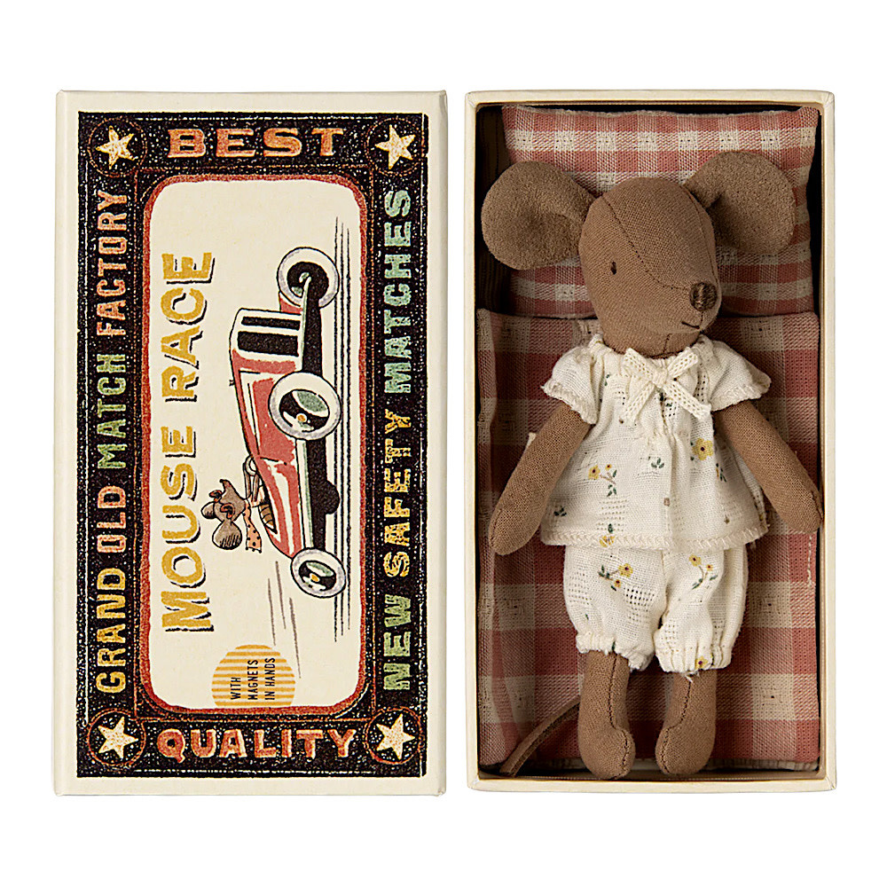 Maileg Maileg Big Sister Mouse - Matchbox - Ivory Set w/ Flowers