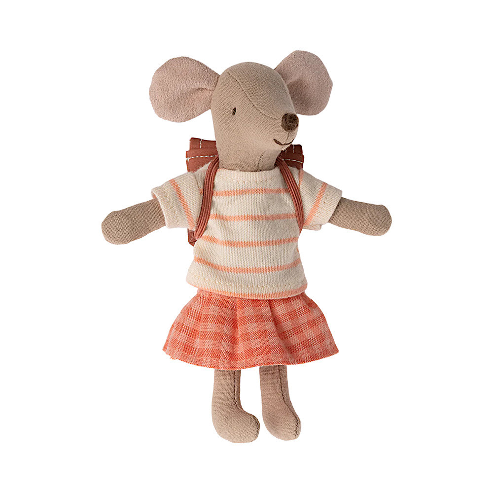 Maileg Maileg Big Sister Mouse - Tricycle - Coral Bag