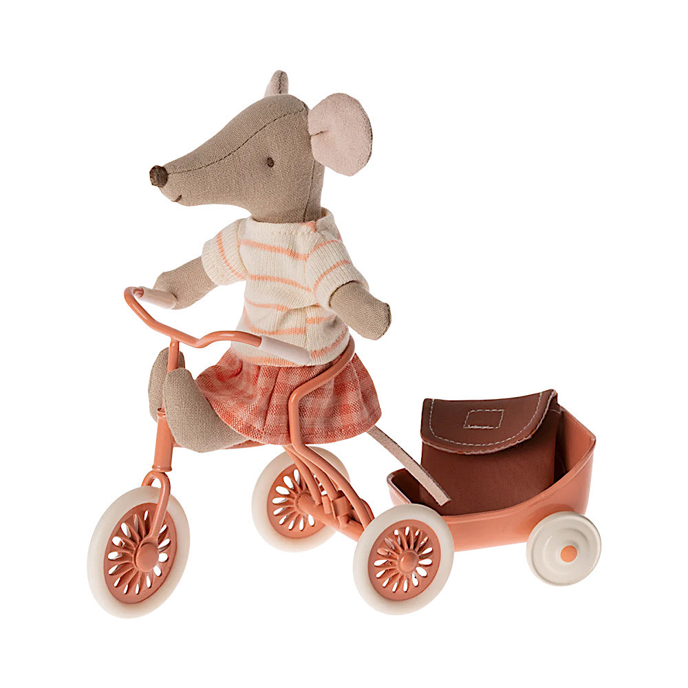 Maileg Big Sister Mouse - Tricycle - Coral Bag