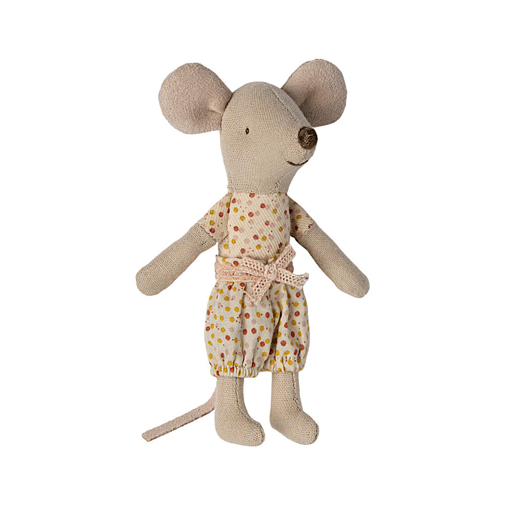 Maileg Little Sister Mouse - Matchbox - Polka Dot Romper