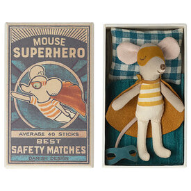 Maileg Maileg Little Brother Mouse - Super Hero - Matchbox - Ochre