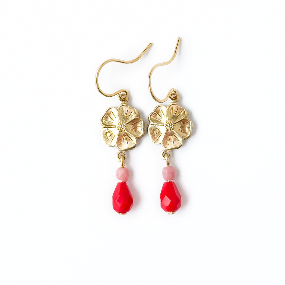 Nest Pretty Things Nest Pretty Things Small Flower Earrings - Gold/Red