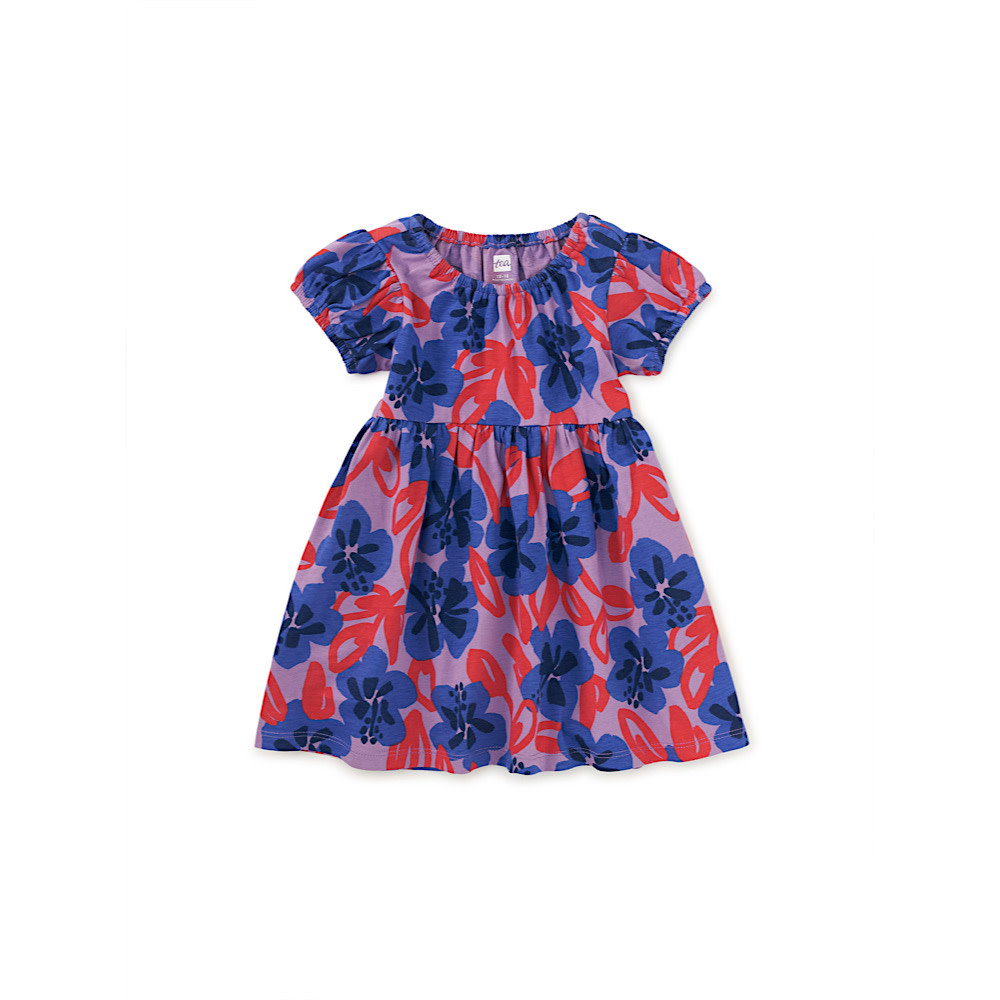 Tea Collection Puff Sleeve Empire Dress - Pop Hibiscus