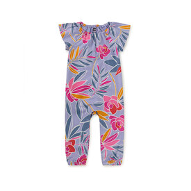 Tea Collection Tea Collection Flutter Sleeve Baby Romper - Tropical Gardenias