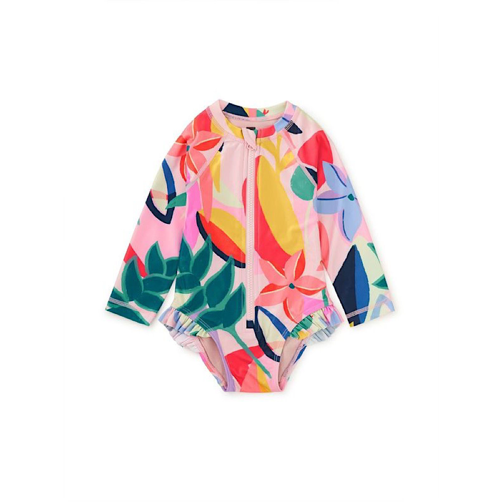 Tea Collection Rash Guard Baby Swimsuit - Parakeet Tropicalia