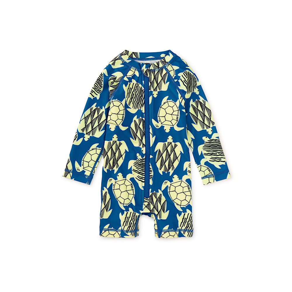 Tea Collection Rash Guard Baby Swimsuit - Tiled Turtles