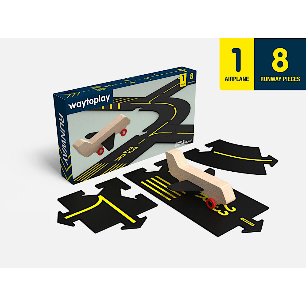 WaytoPlay Toys Runway - Airport Set with Wooden Aeroplane