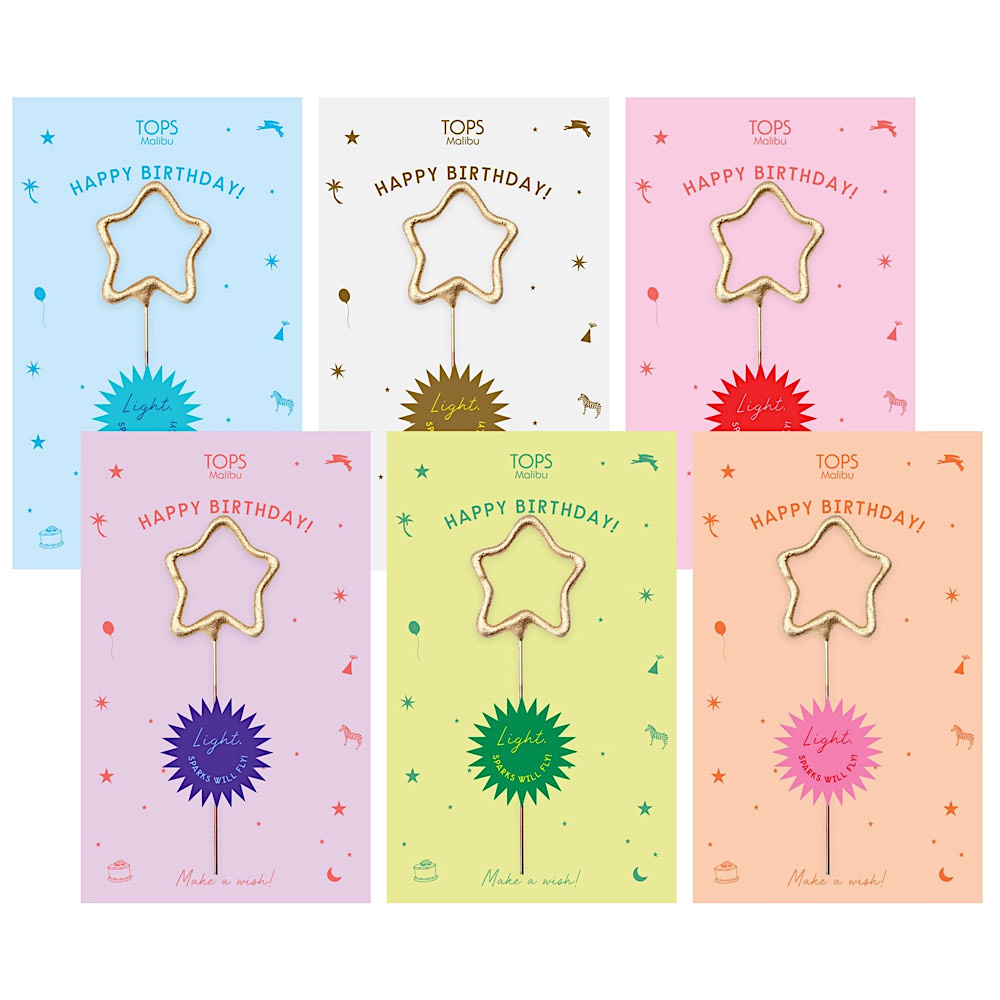 Tops Malibu - Mini Gold Star Sparkler - Happy Birthday